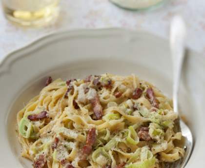 Tagliatelles à la crème de poireaux