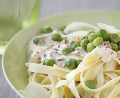 Tagliatelles au mascarpone et petits pois