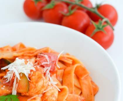 Tagliatelles aux scampis tomate-crème