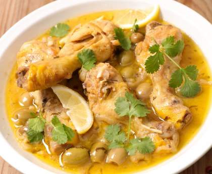 Tajine aux citrons confits ou poulet M'chermel (Maroc)