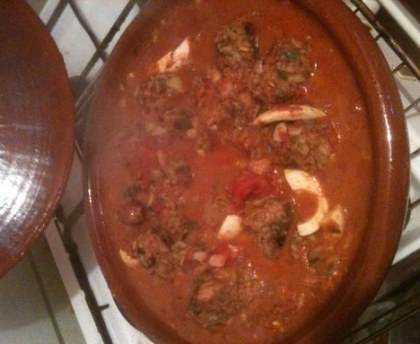Tajine de boulettes de boeuf et merguez