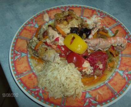 Tajine de poissons et crustacés