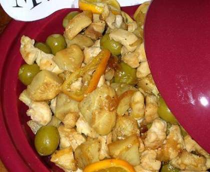 Tajine de poulet aux fonds d'artichauts