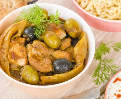 Tajine de poulet olives citrons