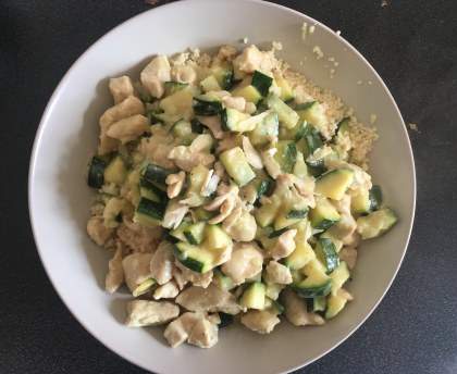 Tajine poulet, courgettes, lait de coco