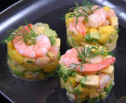 Tartare de crevettes mangue avocats
