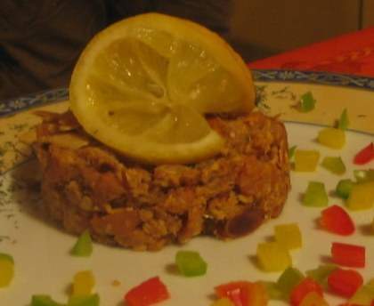 Tartare de duo de saumon aux amandes effilées
