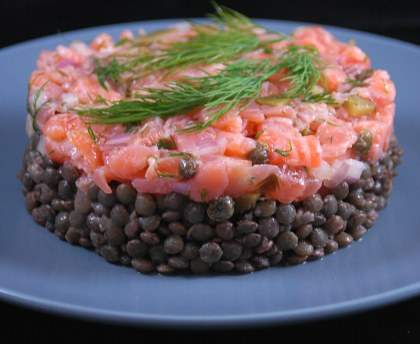 Tartare de saumon et sa salade de lentilles (17ème rencontre)