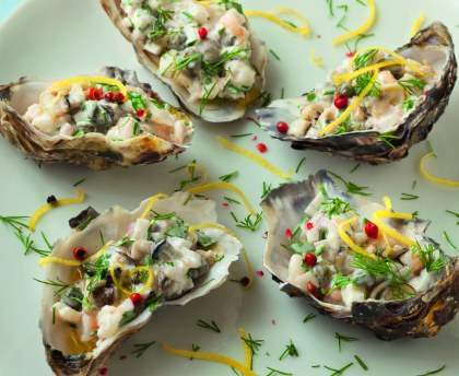 Tartare d'huîtres et crevettes 