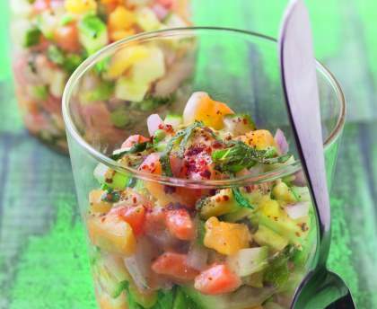 Tartare saumon avocat mangue