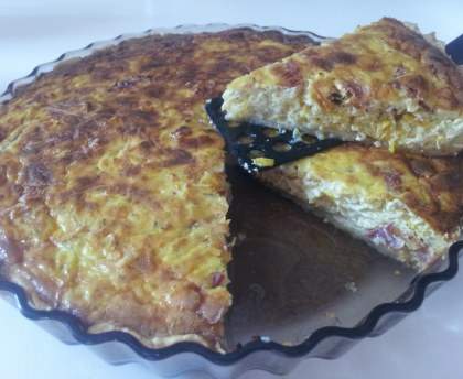 Tarte à la courgette et au bacon et pâte maison au thym