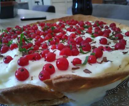 Tarte à la mousse au chocolat blanc et aux groseilles