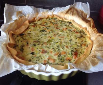 Tarte à la truite fumée et aux poireaux