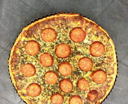 Tarte à l'oignon et à la saucisse de Morteau