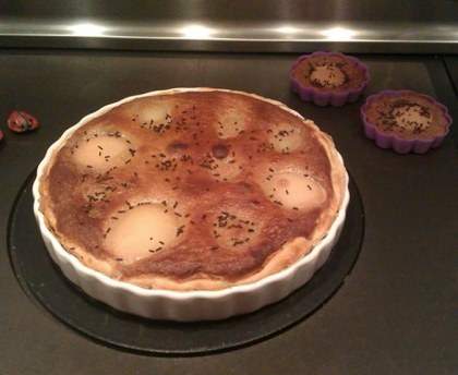 Tarte amandine poires-chocolat