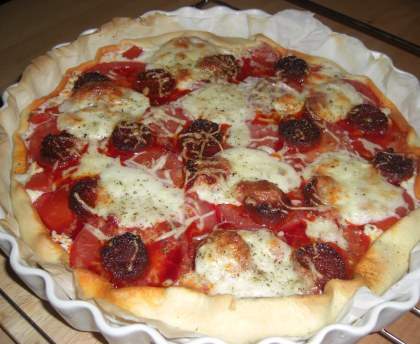Tarte au boursin et au chorizo