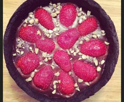 Tarte au Chocolat, à la pâte d'Oreo et fraises