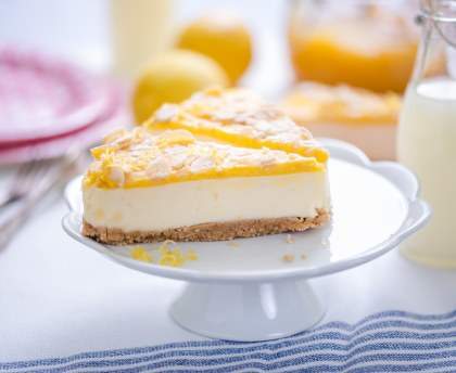 Tarte au fromage blanc, citron et amandes