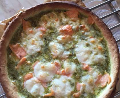 Tarte au pesto et saumon fumé