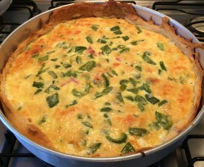 Tarte au poivron, jambon blanc et emmental