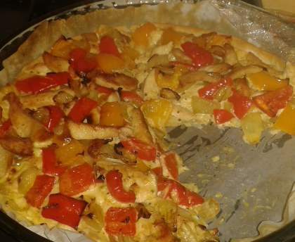 Tarte au poulet moutarde et poivrons