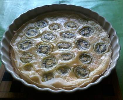 Tarte au sucre, kiwis et feuilles de brick