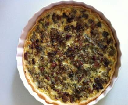 Tarte aux aubergines et aux lardons