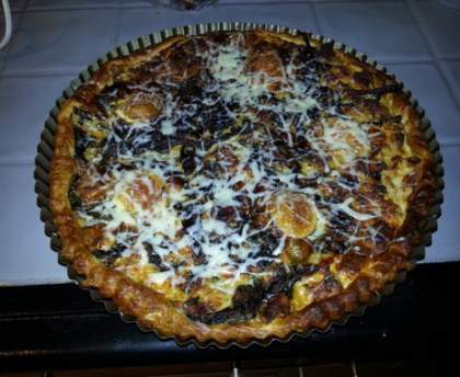 Tarte aux blettes, dinde et chèvre