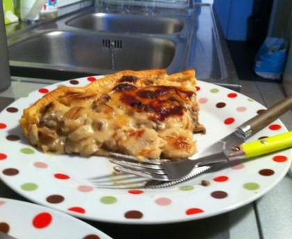 Tarte aux boudins et champignons