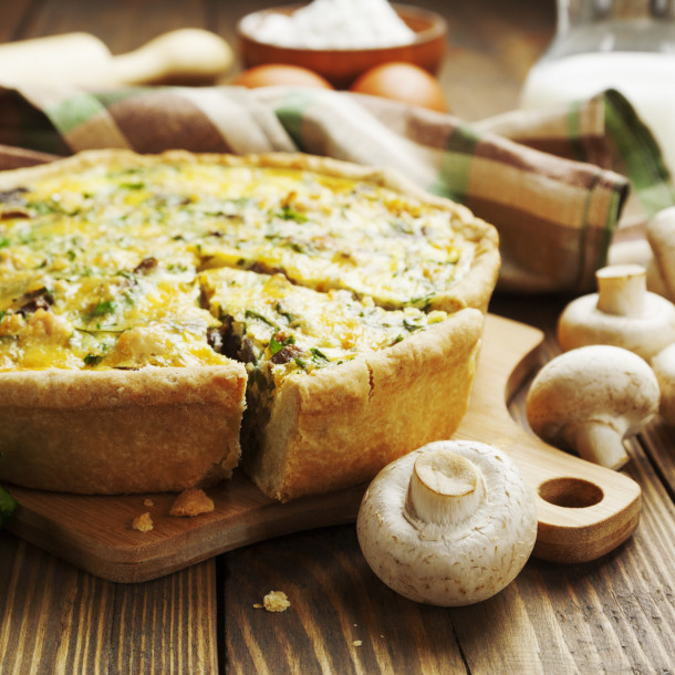 tarte aux champignons et lardons fumés