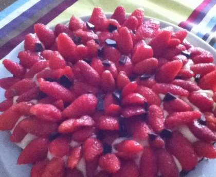 Tarte aux fraises pâte chocolatée
