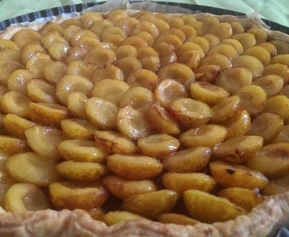 Tarte aux mirabelles et à la confiture d'abricots