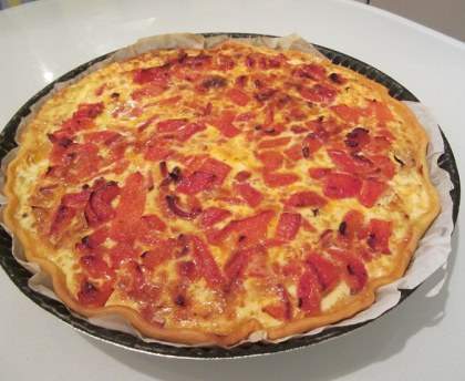 Tarte aux oignons et aux poivrons