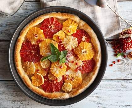 Tarte aux pamplemousses roses