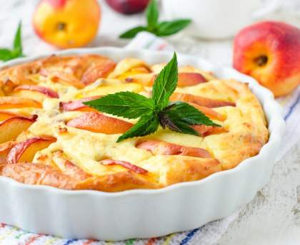 Tarte aux pêches au fromage blanc