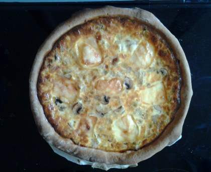 Tarte aux poireaux champignons et Saint-Nectaire