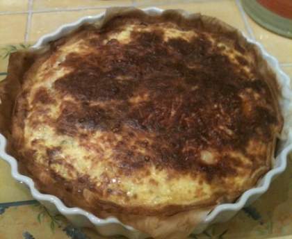 Tarte aux poireaux, munster et jambon