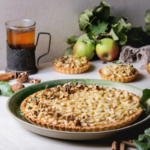 Tarte aux pommes et noix