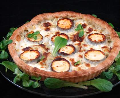 Tarte aux ravioles et au chèvre