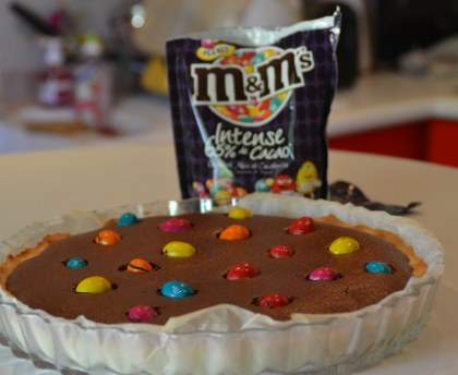 Tarte chocolat noir et m&m's