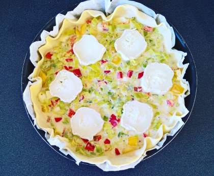 Tarte colorée poireaux-poivrons