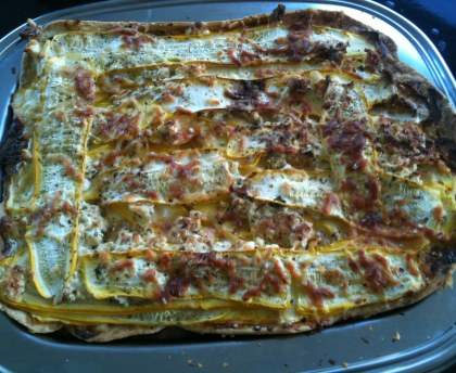 Tarte courgettes jaunes, féta et thym