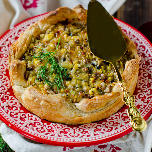 Tarte crémeuse aux champignons