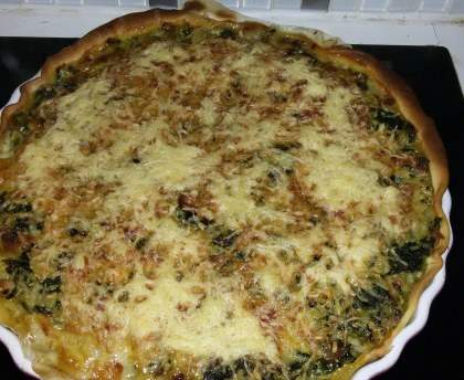 Tarte de blette au chèvre et aux lardons