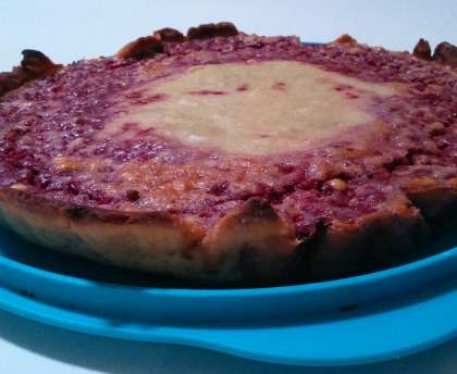 Tarte duo aux framboises et à la rhubarbe