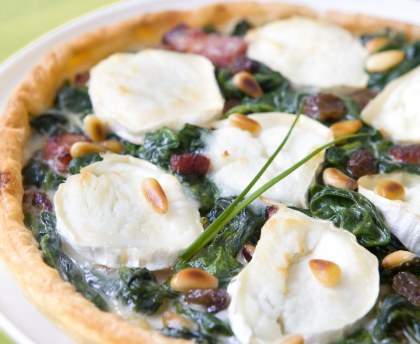 Tarte épinard chèvre raisins