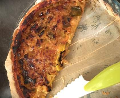 Tarte fondante aux poireaux et oignons