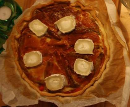 Tarte poivron, aubergine et fromage de chèvre