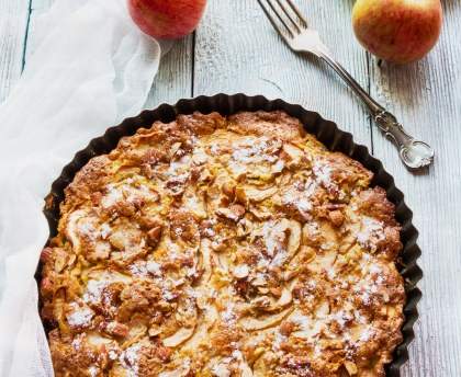 Tarte pommes, amandes et chocolat