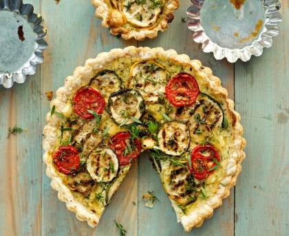 Tarte poulet, courgette et tomate